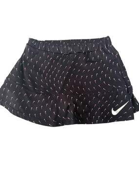 Nike Girls Skort Black Pink Swoosh Print Size 5-6 Yrs
